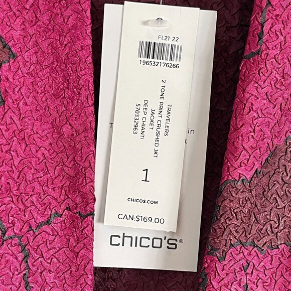 NEW $169 Chicos Travelers Womens Medium Reversible Crushed Jacket Deep Chianti - Picture 5 of 16
